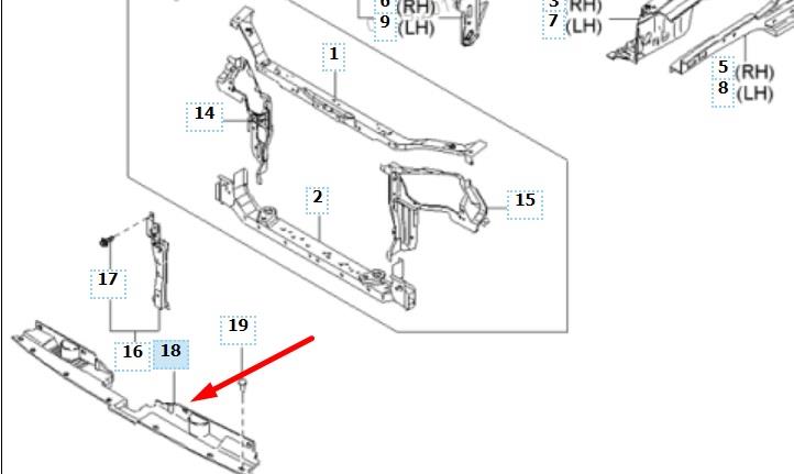 0K2NA50371 Hyundai/Kia Накладка диффузора радиатора верхняя