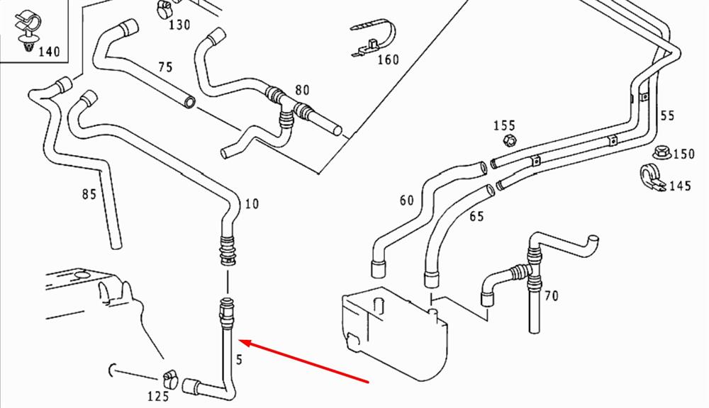 Шланг радиатора отопителя/печки, подача на Mercedes Sprinter (903)