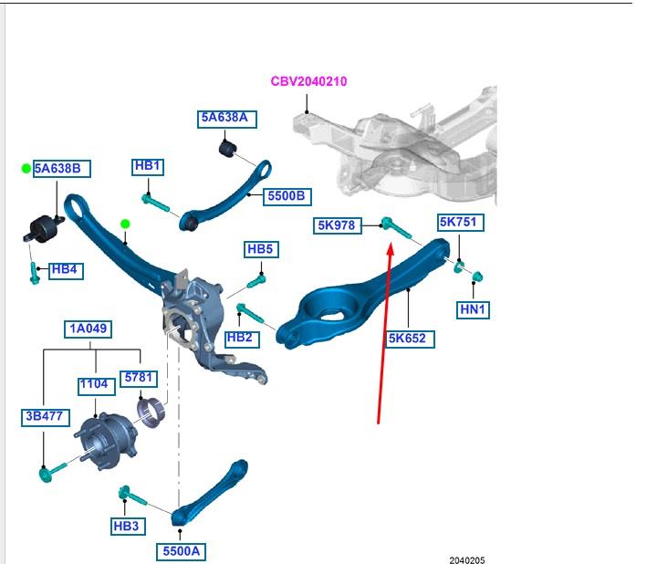 Parafuso de fixação do braço oscilante inferior traseiro, interno para Ford Kuga (CBV)