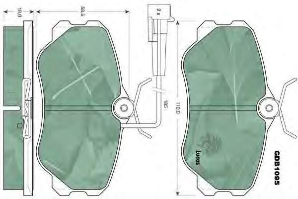 Передние тормозные колодки GDB1095 Lucas