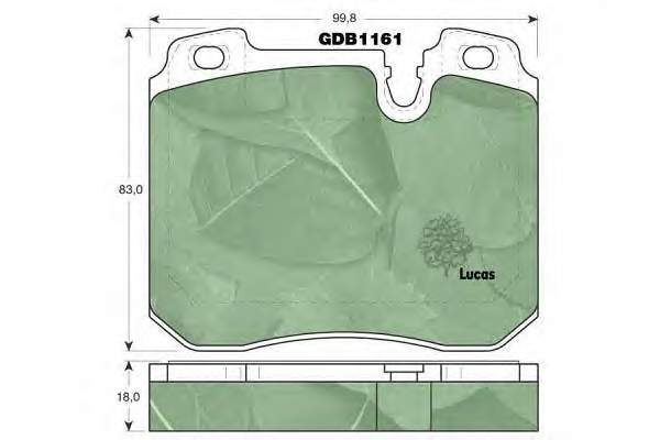 Передние тормозные колодки GDB1161 Lucas