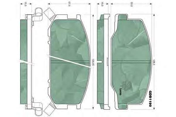 Передние тормозные колодки GDB1190 Lucas