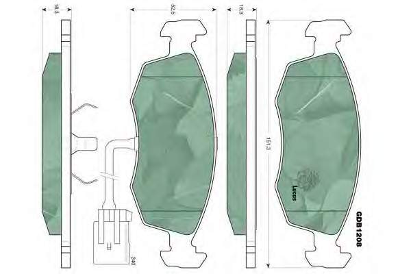 Передние тормозные колодки GDB1208 Lucas
