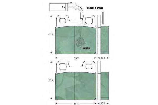 Задние тормозные колодки GDB1250 Lucas