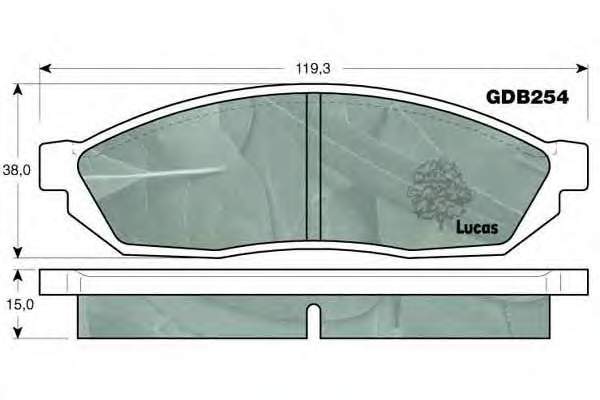 Передние тормозные колодки GDB254 Lucas