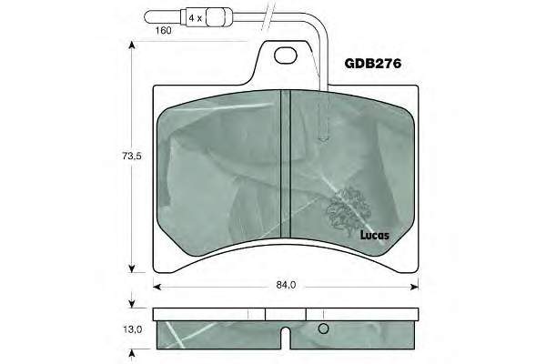 Передние тормозные колодки GDB276 Lucas