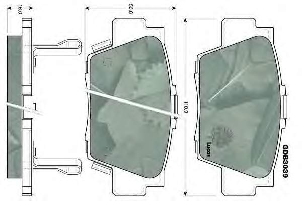 Задние тормозные колодки GDB3039 Lucas