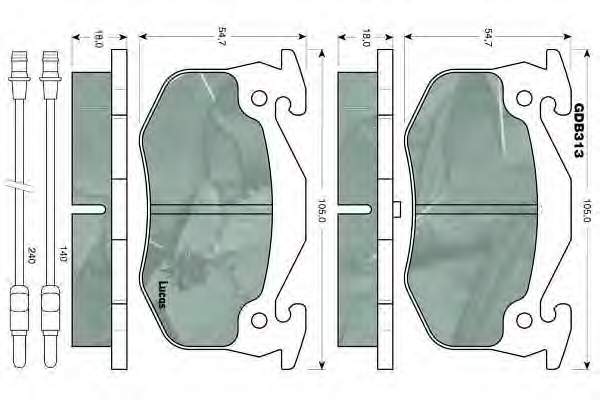 Передние тормозные колодки GDB313 Lucas