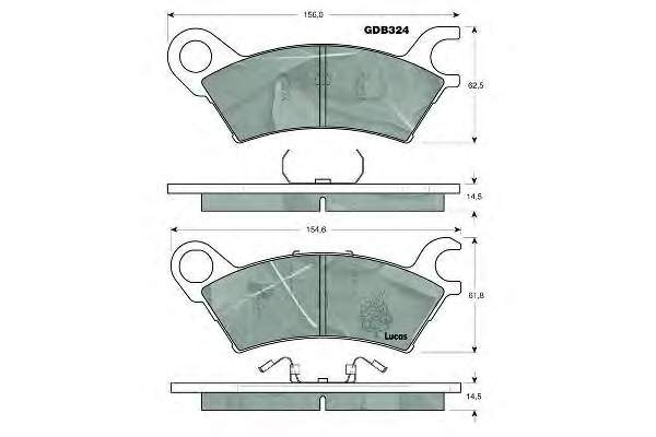 Передние тормозные колодки GDB324 Lucas