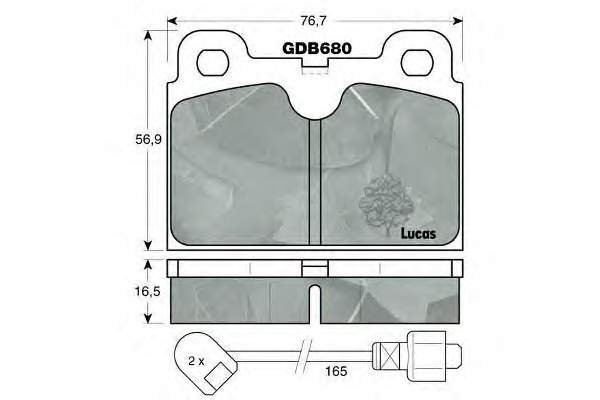 Передние тормозные колодки GDB680 Lucas