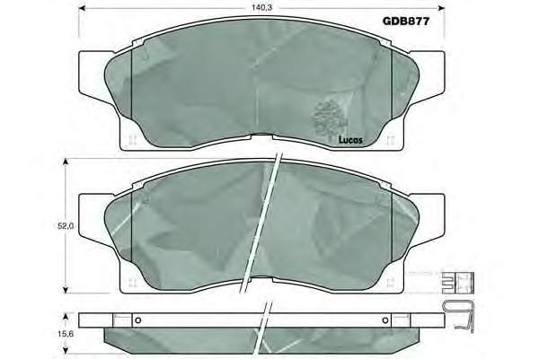 Передние тормозные колодки GDB877 Lucas