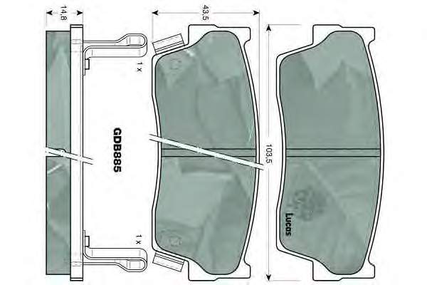 Передние тормозные колодки GDB885 Lucas