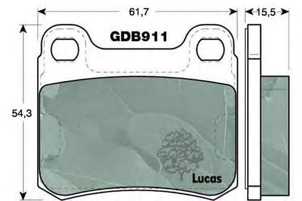 GDB911 Lucas колодки тормозные задние дисковые