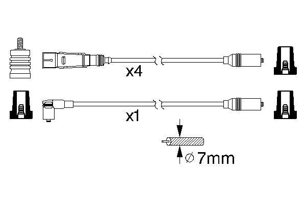 Fios de alta voltagem, kit para Audi 80 (81, 85, B2)