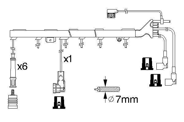 Fios de alta voltagem, kit 12121735216 BMW