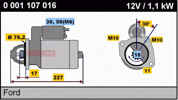 0001107016 Bosch motor de arranco