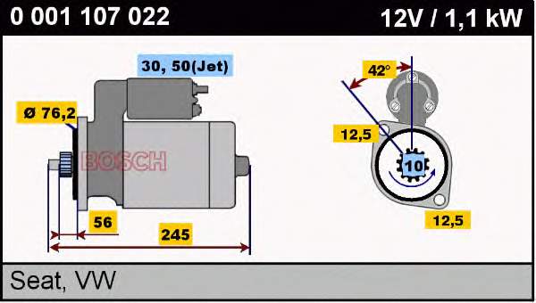 Купить 0001107022 Bosch Стартер