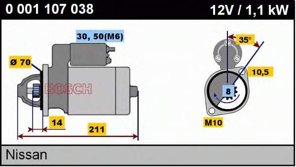 0001107038 Bosch motor de arranco