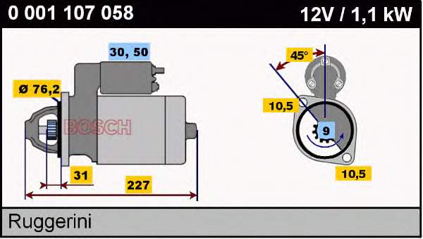 0.001.107.058 Bosch motor de arranco