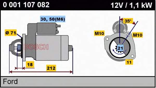 0001107082 Bosch motor de arranco