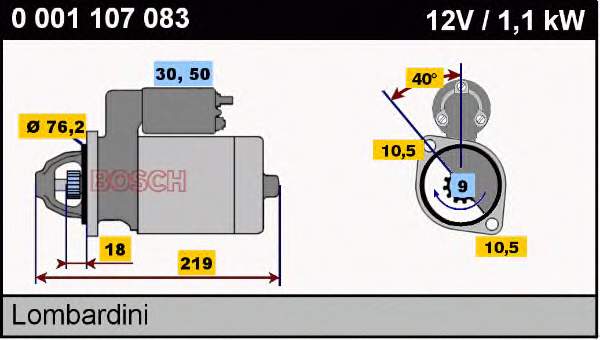 0001107083 Bosch motor de arranco