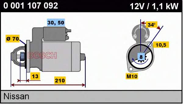 0001107092 Bosch motor de arranco