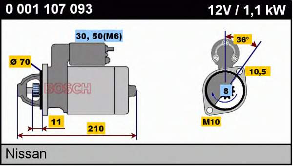 Motor de arranco 233001F705 Nissan