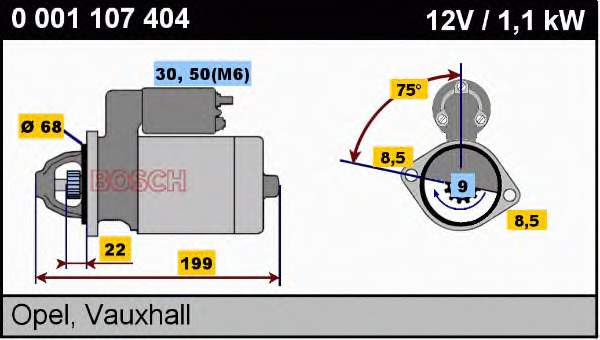 0001107404 Bosch Стартер автомобиля