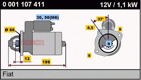 0001107411 Fiat/Alfa/Lancia motor de arranco