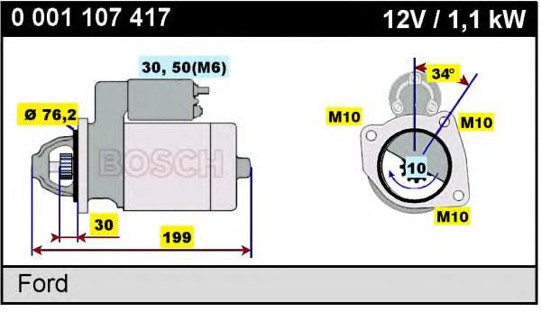 0001107417 Bosch motor de arranco