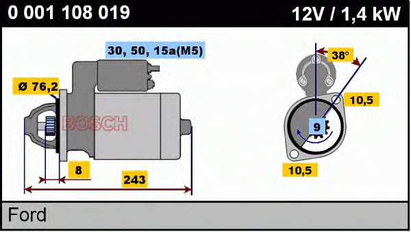 0001108019 Bosch motor de arranco