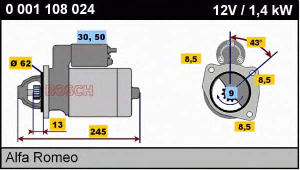 Motor de arranco 0001108024 Bosch