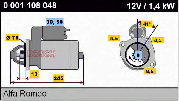 0001108048 Bosch motor de arranco