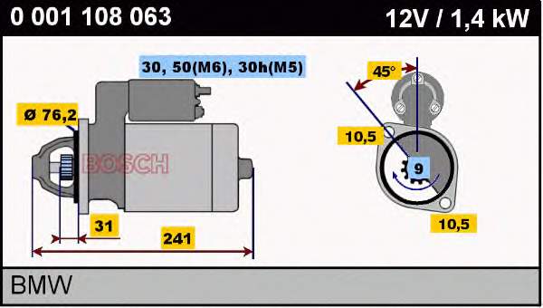 0001108063 Bosch motor de arranco