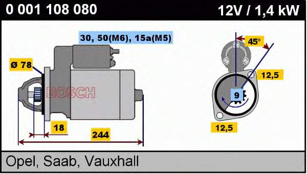 0001108080 Bosch motor de arranco