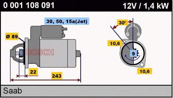 0001108091 Bosch motor de arranco