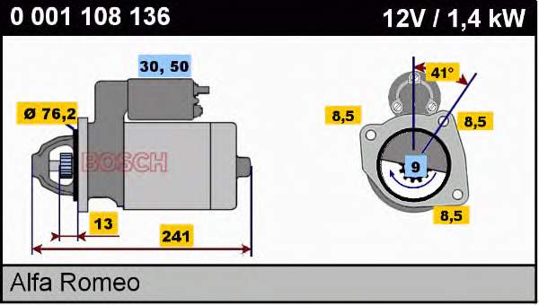 0001108136 Bosch motor de arranco