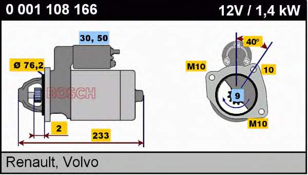 0001108166 Bosch motor de arranco