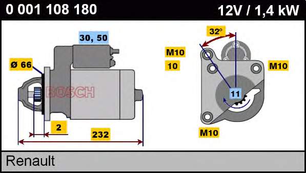 0001108180 Bosch motor de arranco