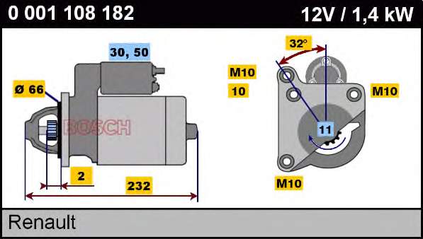 0001108182 Bosch motor de arranco
