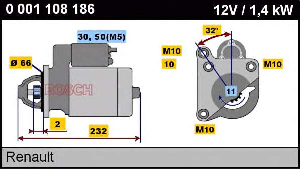 0001108186 Bosch motor de arranco