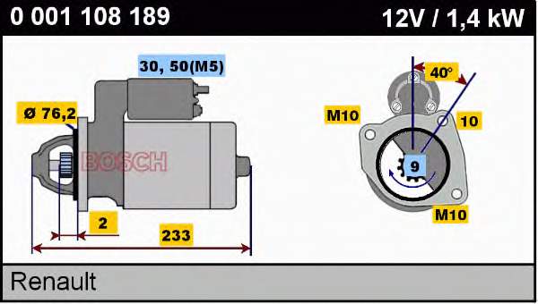 0001108189 Bosch motor de arranco