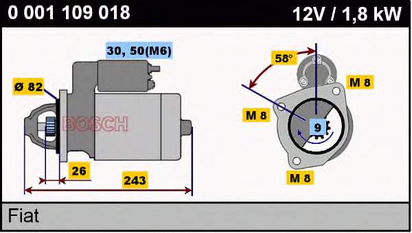 0001109018 Bosch motor de arranco