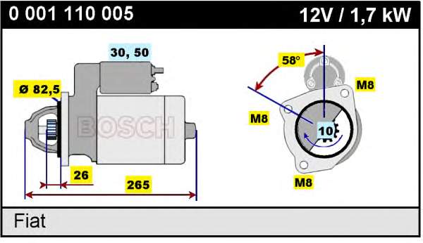 0001110005 Bosch motor de arranco