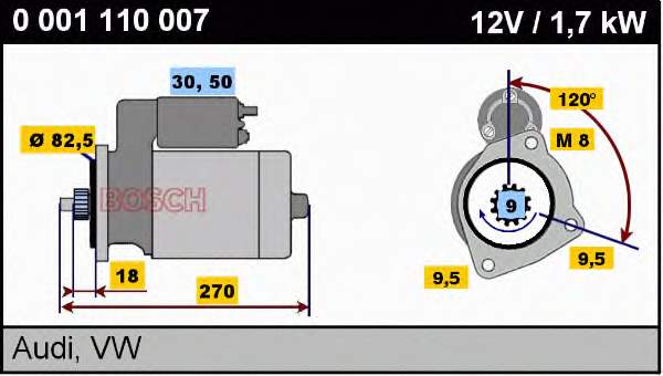 0001110007 Bosch motor de arranco