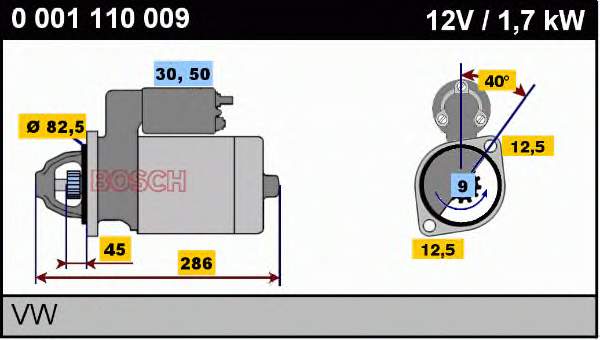 Стартер Bosch 0001110009 цена, от 110.05 USD