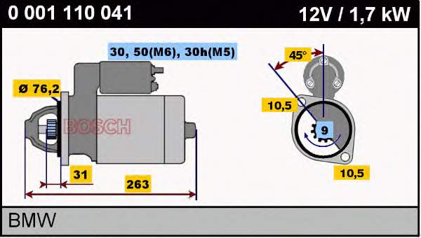 0001110041 Bosch motor de arranco