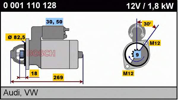 0001110128 Bosch motor de arranco