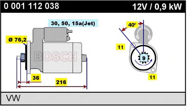 0001112038 Bosch motor de arranco