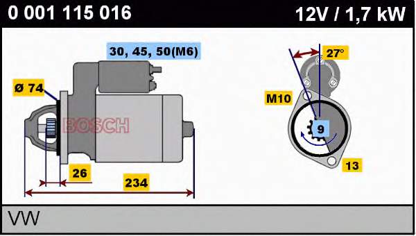 0001115016 Bosch motor de arranco